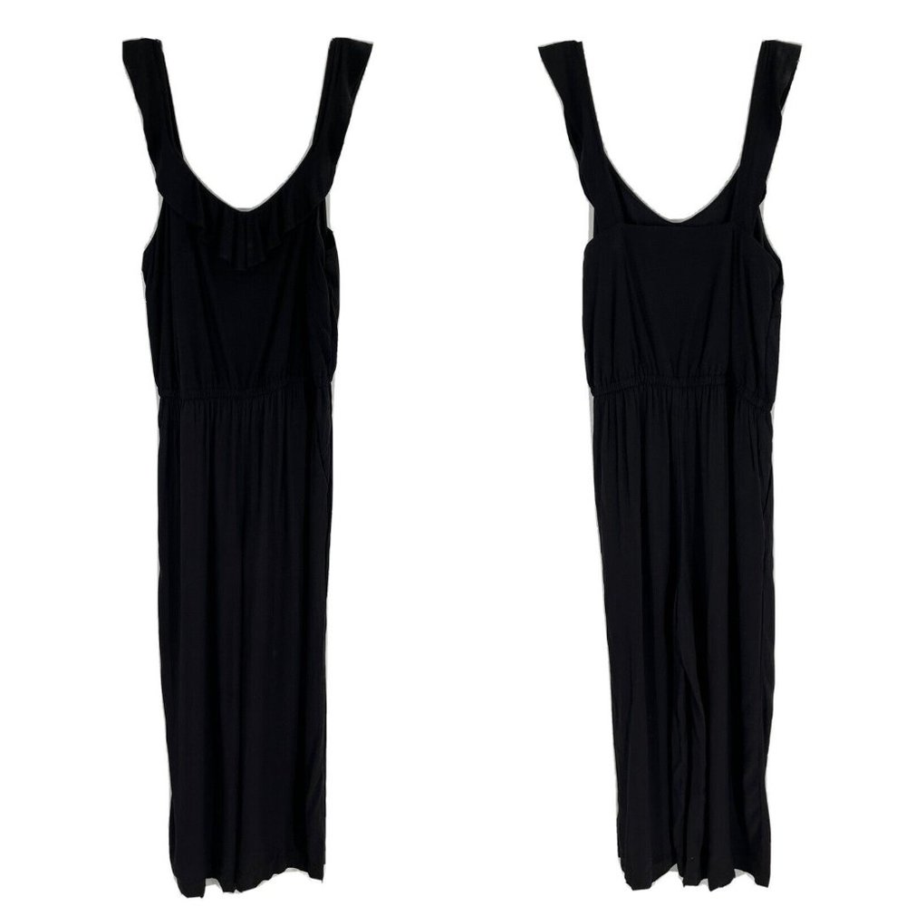 Loft Black Sleeveless Jumpsuit Ruffle Sz Medium